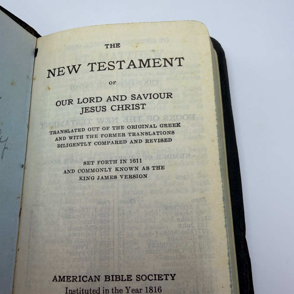 Vtg Mini New Testament Bible Olive Wood Jerusalem Souvenir KJV Patriotic 1960 - Picture 5 of 9